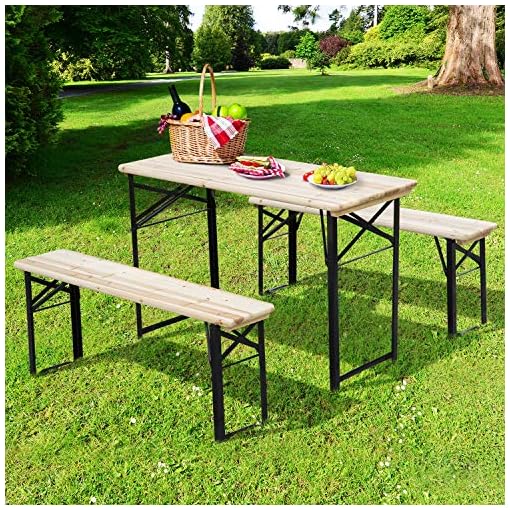 Outsunny 6' Portable Picnic Table and Bench Set, Outdoor Wooden Folding