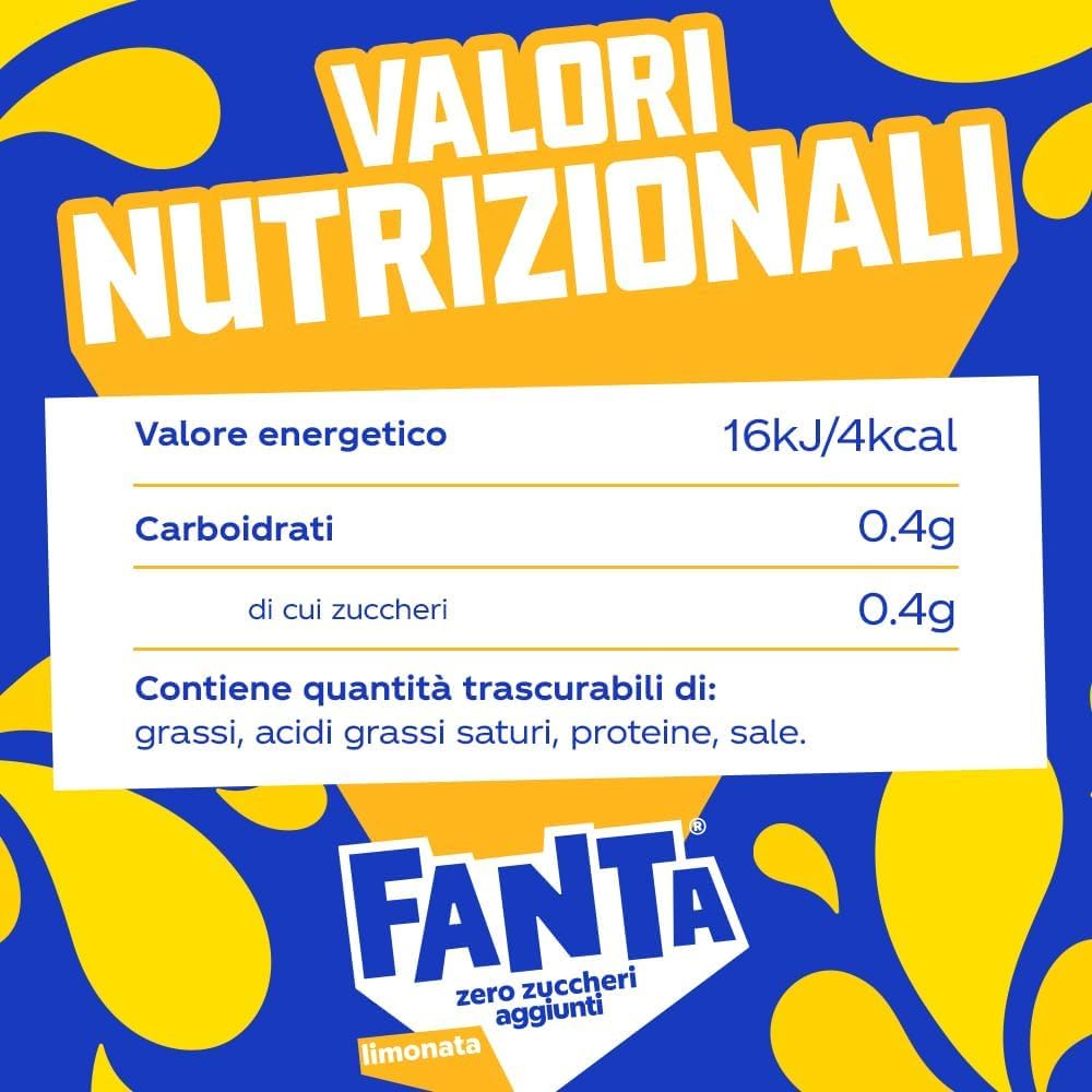 Italian Gourmet Fanta Zero Zuccheri bevanda Limone Syrakus Dose 72 x 330ml | Ohne Zuckerzusatz und Konservierungsstoffe, lattina riciclabile, gusto, Gesamtnettogewicht 23,76 L + Kostenlos Polpa 400g