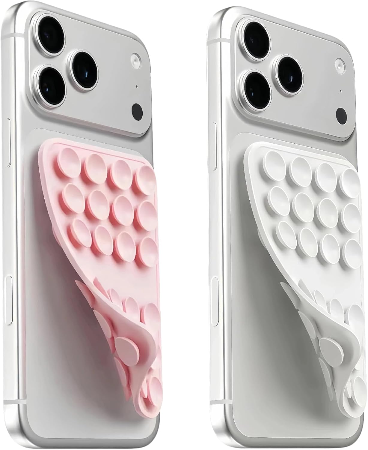 (2 Pack) Upgraded Double Sided Suction Cup Phone Mount, White & Light Pink