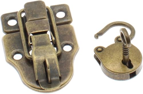 Miniatura 2 de LBTODH - Juego de 1 candado, diseño retro, para caja de herramientas, con tornillos de montaje (bronce)