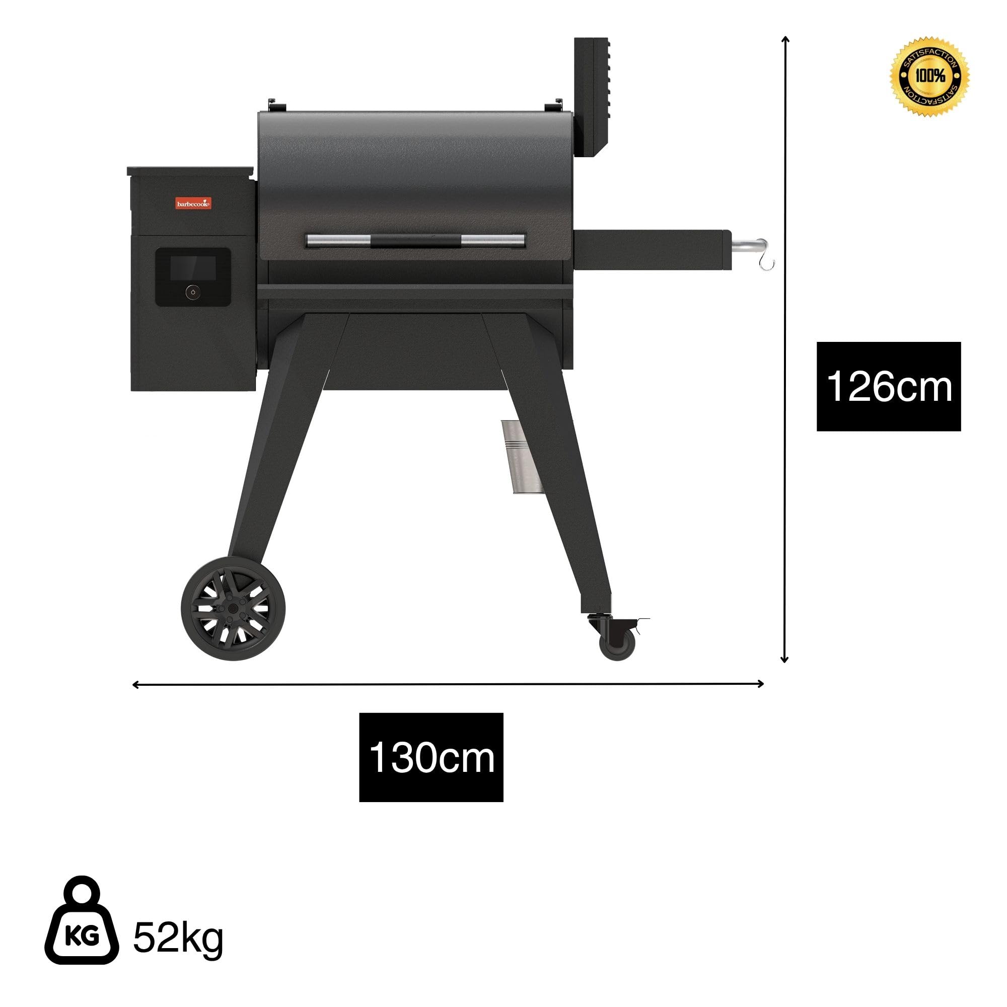 Barbecook Pellet Smoker grill Arthur mit 3 verstellbaren Rosten, 75°C-260°C, schwarz, 126x72x130 cm
