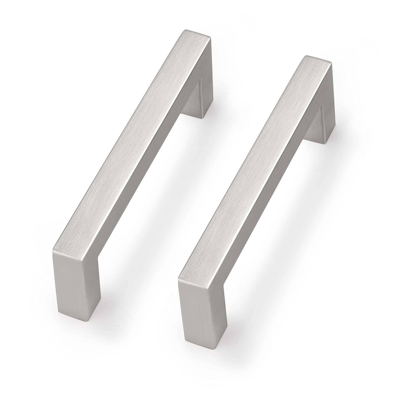 30 Pack 3-3/4" Hole Center Stainless Steel Cabinet Handles in Satin Nickel, Square Kitchen Cabinet Handles Dresser Pulls Hardware for Drawer, 4-1/4" Overall Length