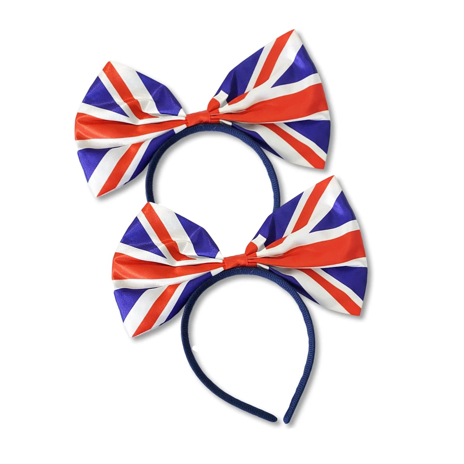 Lizzy2Pcs Union Jack Bow Headband Headbopper |Hair Accessory For Fancy Dress Costumes Royal Event Indoor or Outdoor Street Party