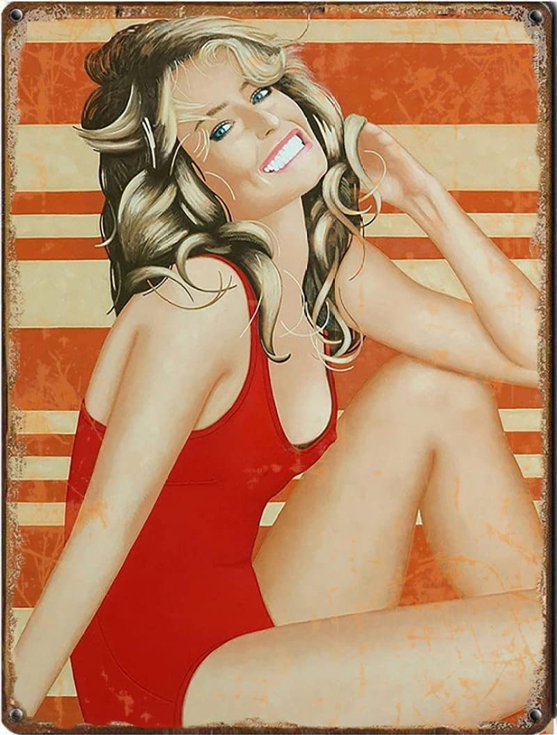 Bonoff Farrah Fawcett Vintage Decor Poster Wall Art Decor Metal Sign Poster 8X12 Inches