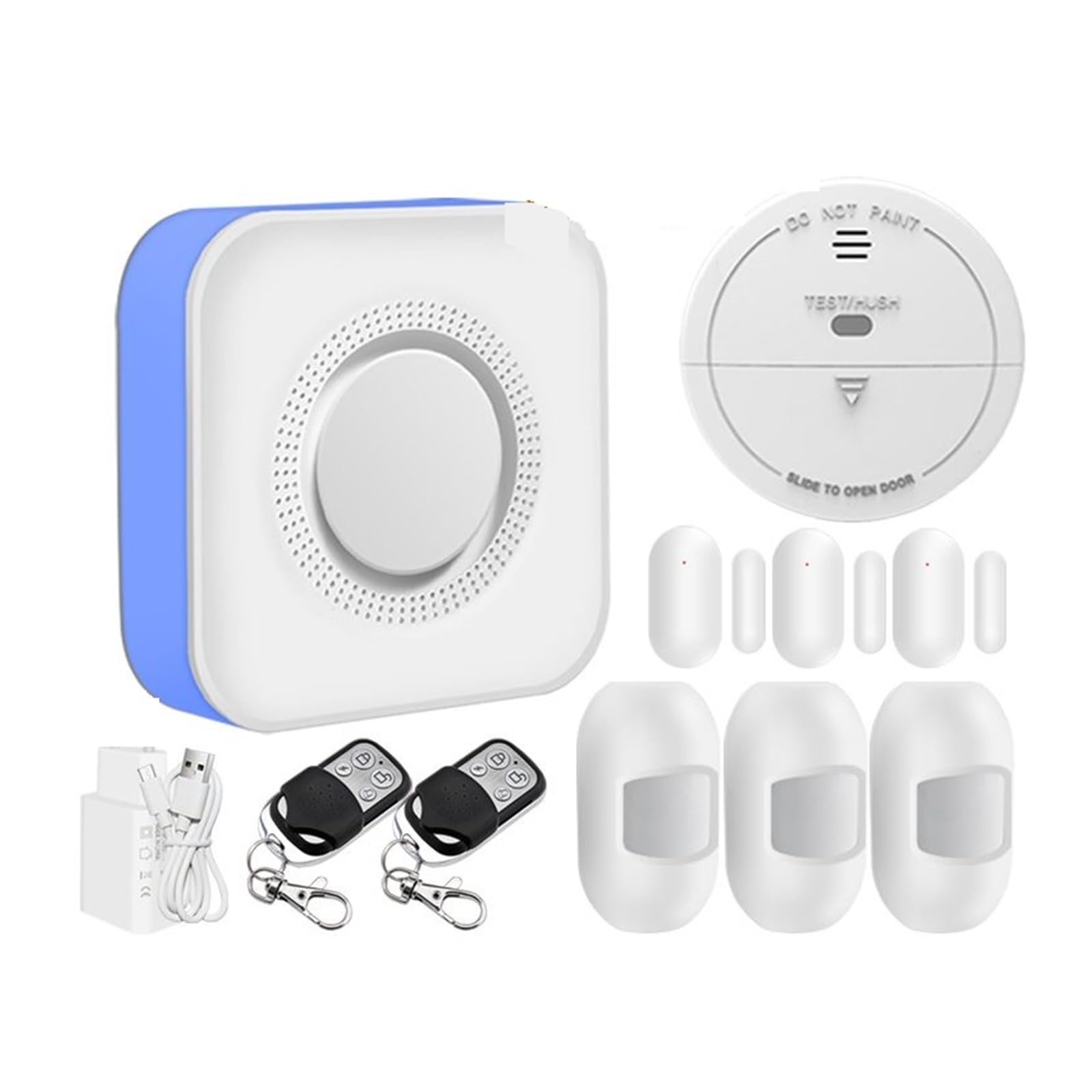 Système D'alarme De Sécurité Domestique sans Fil WiFi, Application Intelligente, Sirène Stroboscopique, Capteur De Porte, Détecteur PIR(D)