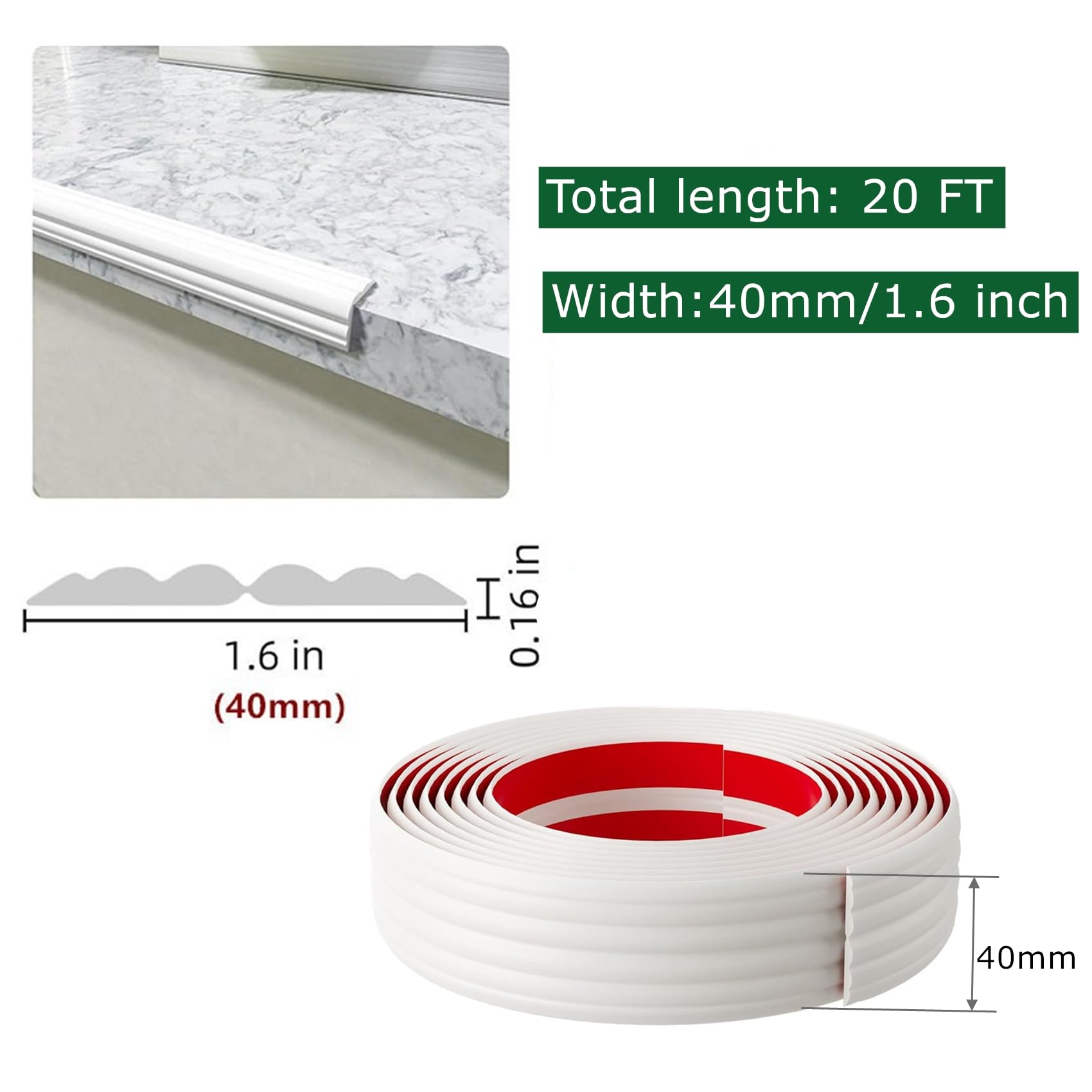 Wand-Eckenschutz, 6,8 m x 3,8 cm, selbstklebende Deckenverkleidung, flexibles Abziehen und Aufkleben, Eckleiste für Innen- und Außenwandschutz, Zierleiste für Tischkante, Türrahmen,
