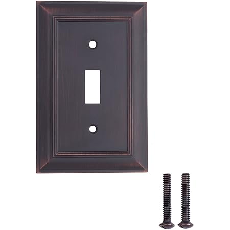 Amazon Basics Single Toggle Light Switch Outlet Wall Plate, Oil Rubbed Bronze, 3-Pack, 1 Gang