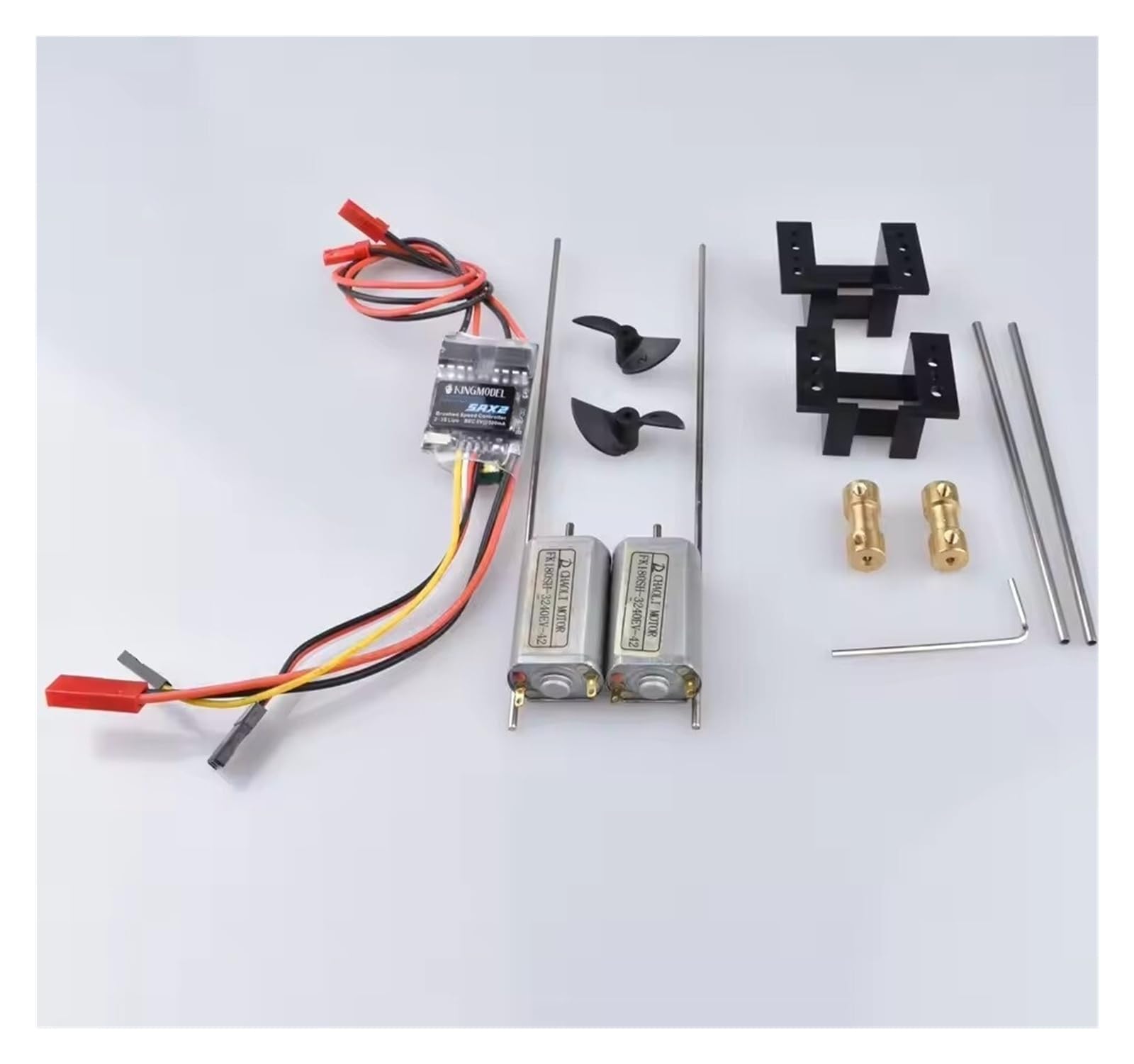 5A X2 szczotkowany Esc 3V-9V silny zestaw magnetyczny do silnika 180 silników + 15cm wał napędowy + śmigło CW CCW D30 + złącza 2to2mm do łodzi RC | 180 silników + wał napędowy 15 cm + śmigło CW CCW D30 + złącza 2 do 2 mm do łodzi RC(180 motor and 5A ESC)