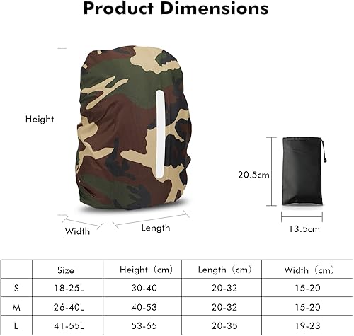 Miniatura 80 de LAMA 2 fundas impermeables de lluvia para mochila, protector reflectante a prueba de lluvia para antipolvo y antirrobo, L 41L-55L negro y azul