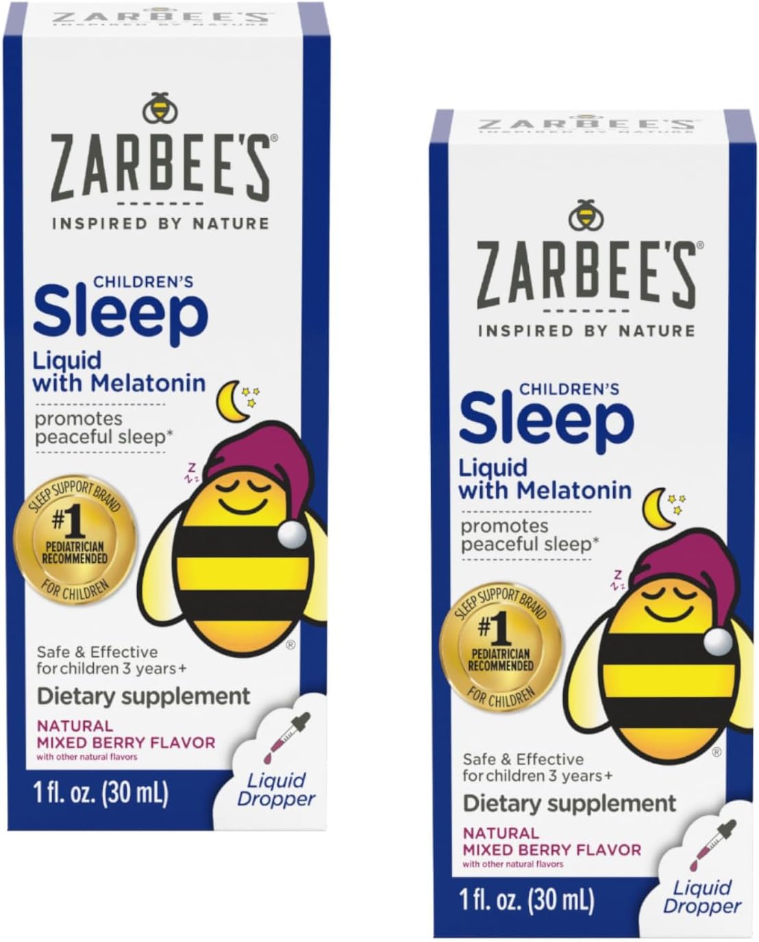 Zarbee's Naturals Children's Sleep Liquid with Melatonin Natural Berry Flavor - 1 oz, Pack of 2