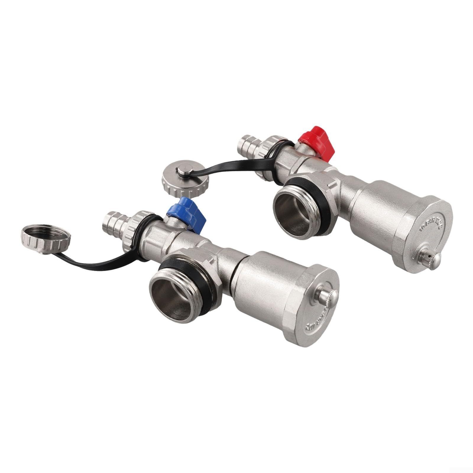 Distribuidor de circuito de calefacción de latón con conector roscado G1 válvula automática y grifo de drenaje rápido para sistemas de calefacción eficientes y fácil de instalar (rojo y azul)