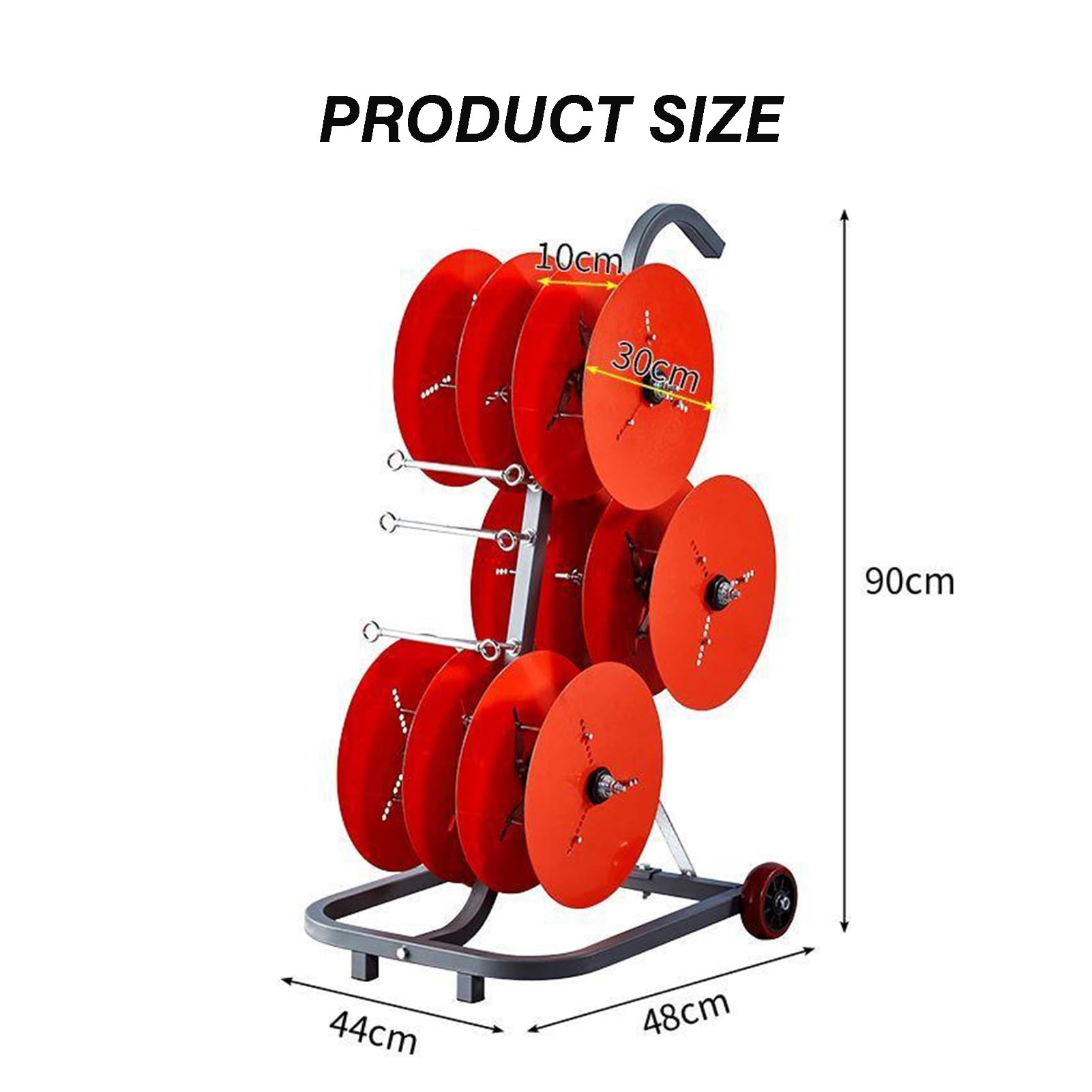 Wheeled Spool Stand, Rolled Steel Wire/Cable Dispenser Heavy Duty Conduit Display And Storage For Electrical Industrial And Retail Use(6-volumes)