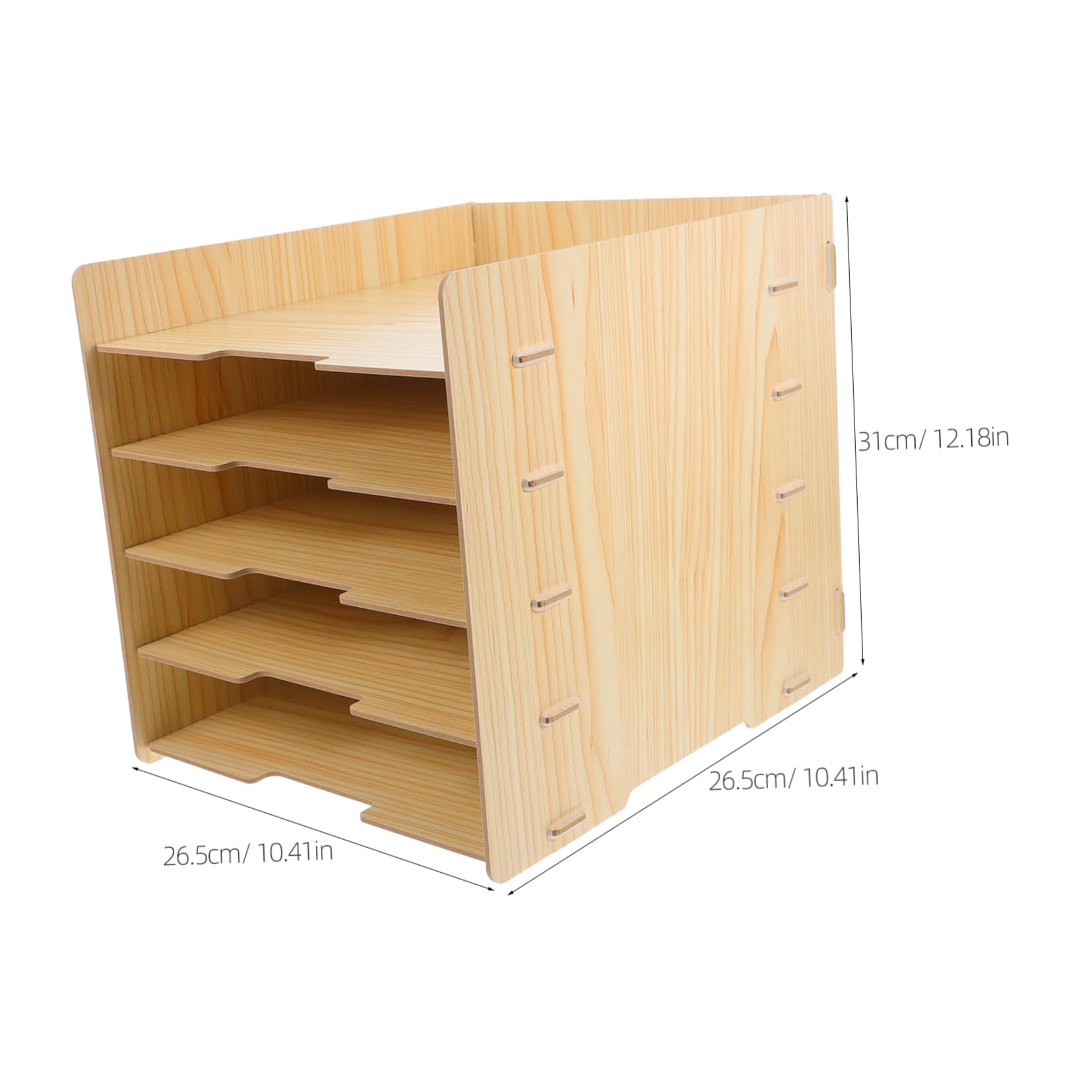 Organiseur de Courrier pour Bureau en Bois Multi-niveaux Khaki