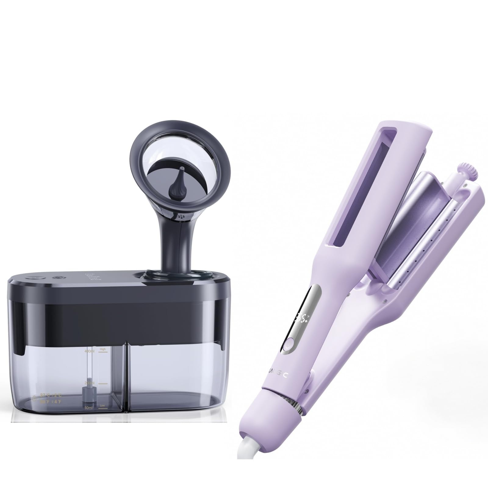 KAUGIC Water Powered Ear Cleaner, Electric Ear Wax Removal Kit, FSA HSA Eligible Bundle + 4-in-1 Hair Waver Curling Iron