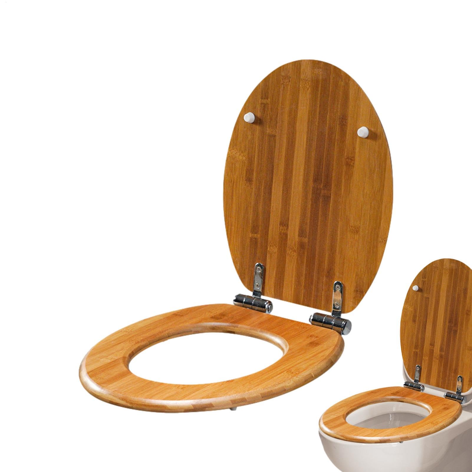 Asiento de baño de madera alargada | Cerrando lentamente la comodidad de | larga duración del baño alargado, la protección del apriete de larga duración, las bisagras de acero inoxidable, fáciles de p