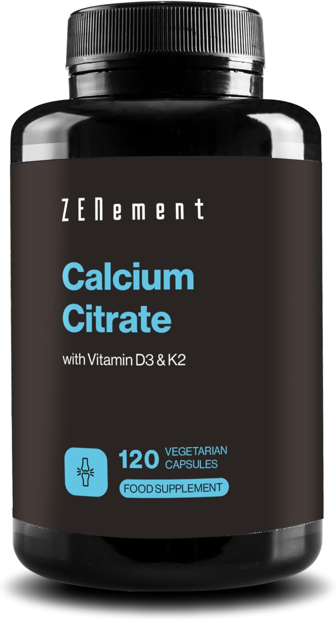 Calcium Citrate with Vitamin D3 and K2 - for Healthy Teeth, Bones and Muscles - Formulated with Enhanced D3 and K2 - Highly absorbable - 120 Vegetarian Capsules