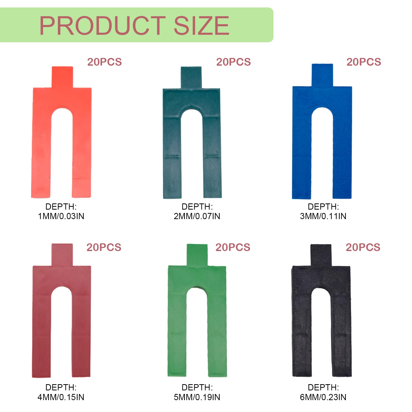 Assortiment de 100 cales en plastique, 6 tailles de cales en plastique de 1 mm à 6 mm, lot d'entretoises d'emballage, code couleur et facile à installer, pour latte, fixation et espacement de cadre de