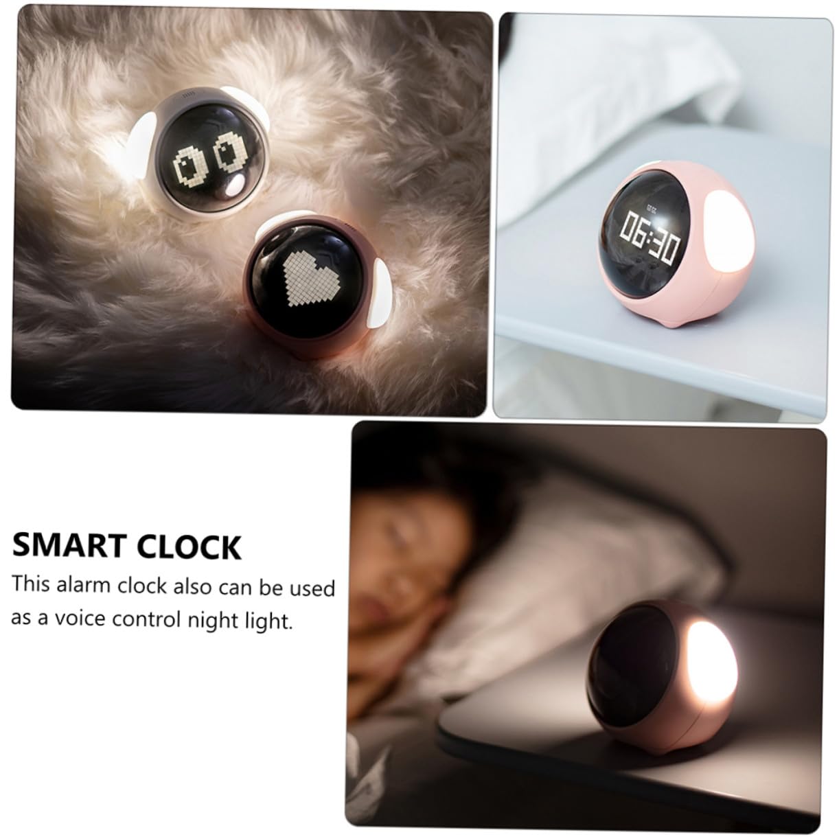 Reloj Despertador Digital Infantil LED con Expresiones Pixeladas Activada por Voz Alarmas Ajustables para Niñas
