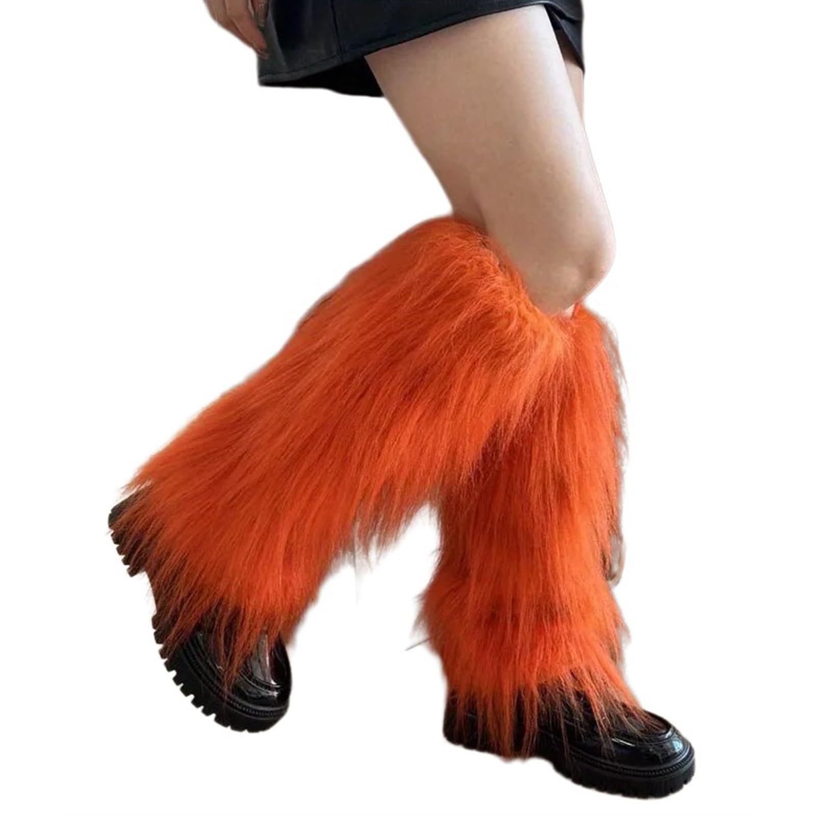Maxtonser Aesthetic Punk Fuzzy Leg Warmers for Women Soft Thickened Plush Boot Cuffs Covers for Winter Fashion and Costume Parties