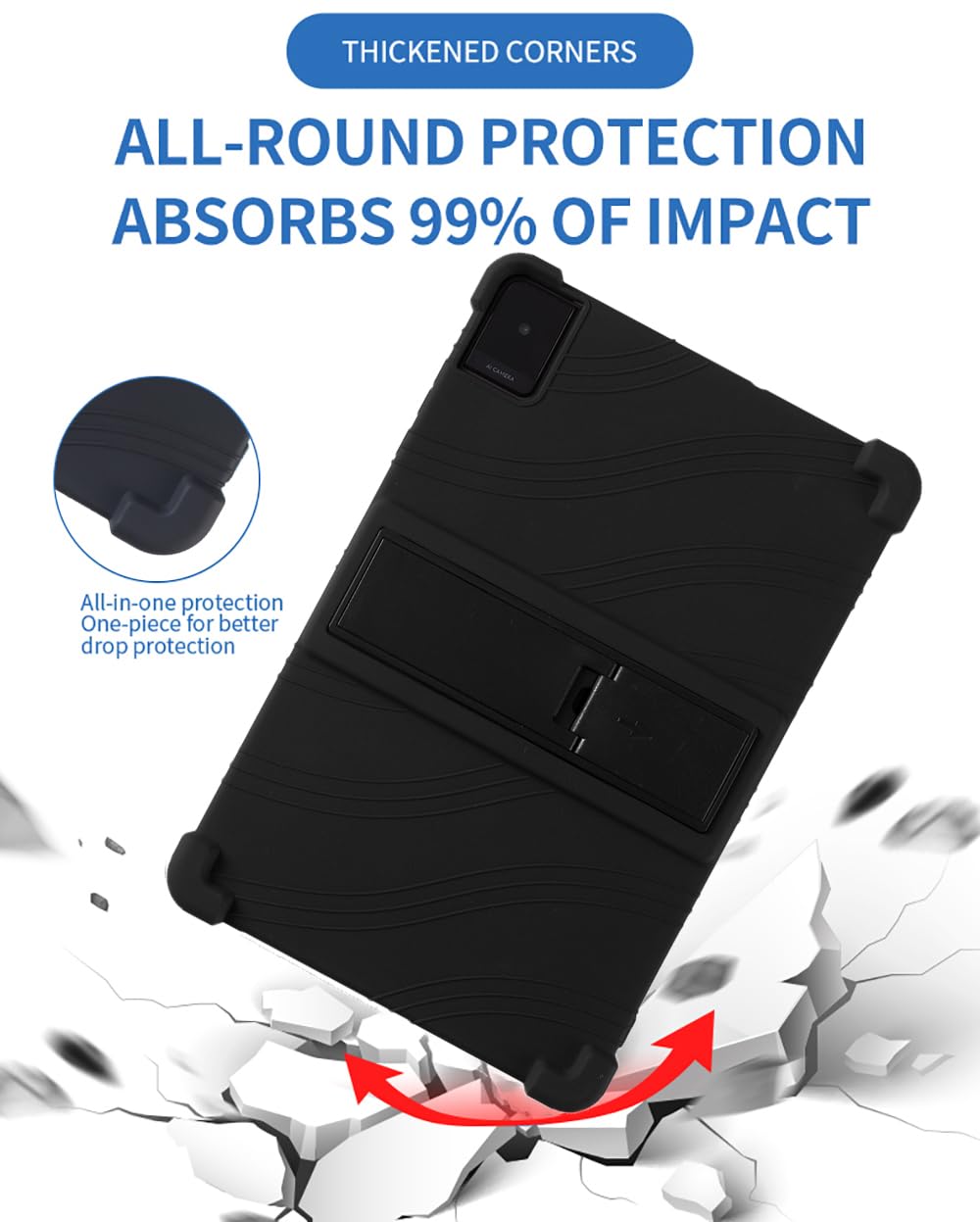 Custodia Per Tablet TPZ T10A-4 10,36 Pollici – Silicone Morbido Con Supporto Regolabile – Nero