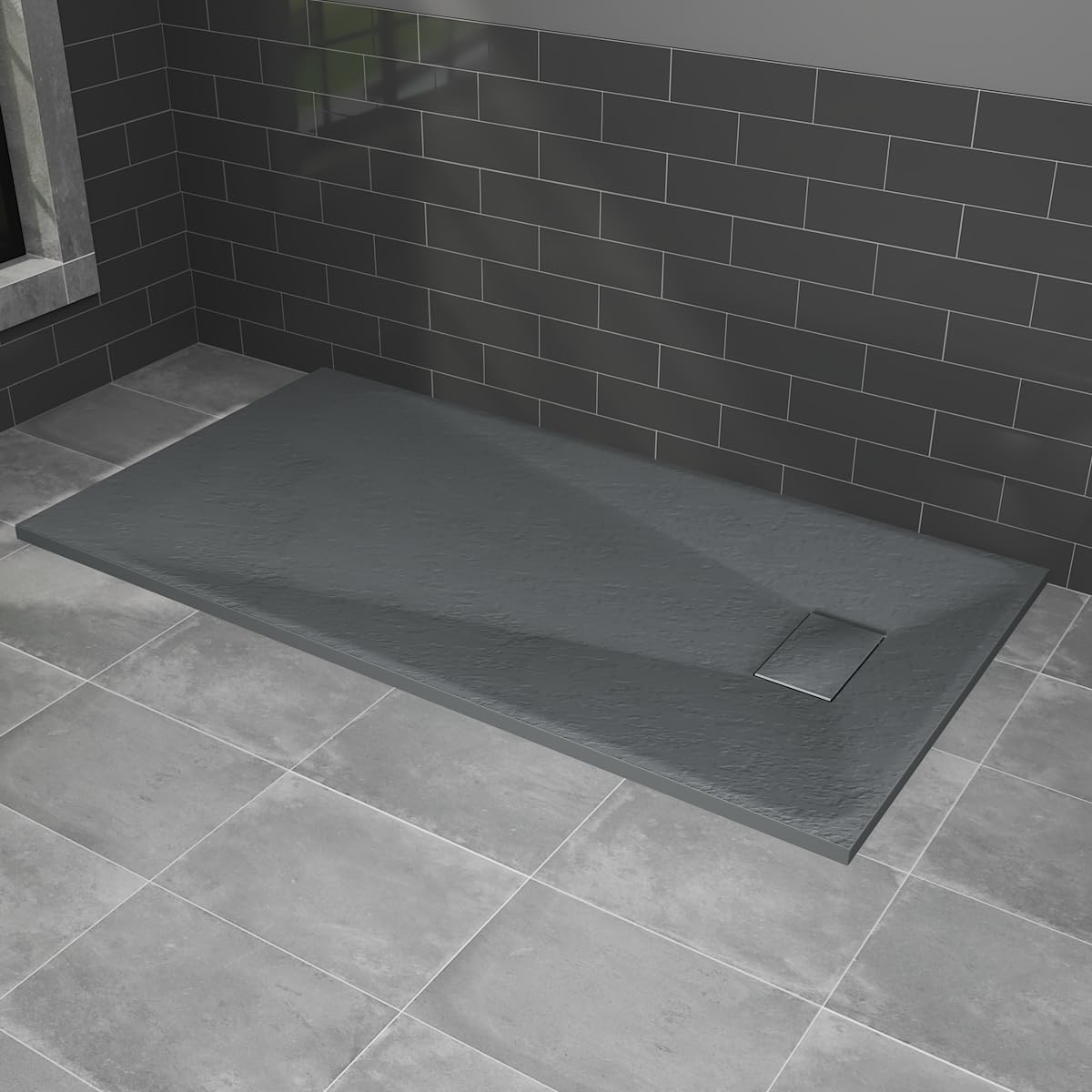 Blümme SMC Shower Tray Rectangle Anthracite Bathroom Shower Base 1600x900mm for Wetroom Shower Enclosure