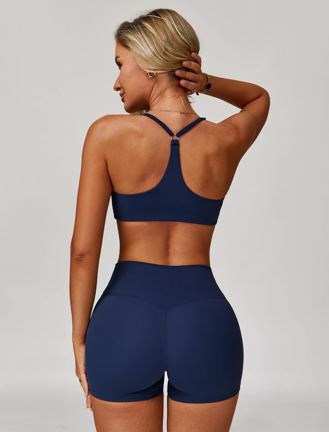 3 Piece Workout Sets for Women High Waisted Seamless Shorts Crop Top Jacket Gym Yoga Outfit Stretchy Sports Bra Set - Image 2