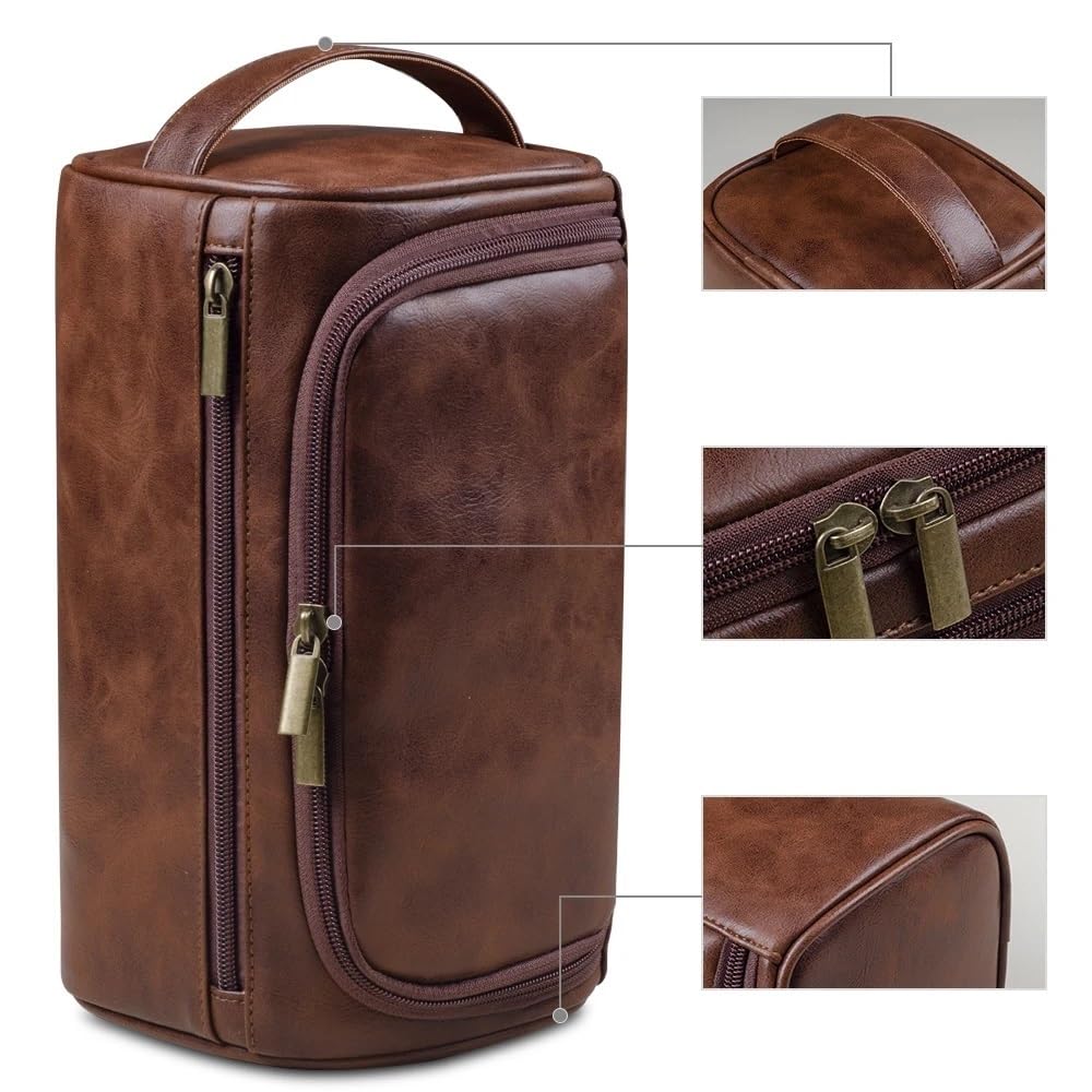 Wielofunkcyjna kosmetyczka Wisząca kosmetyczka ze skóry PU wielokolorowa(Light Brown-25x13x13cm)