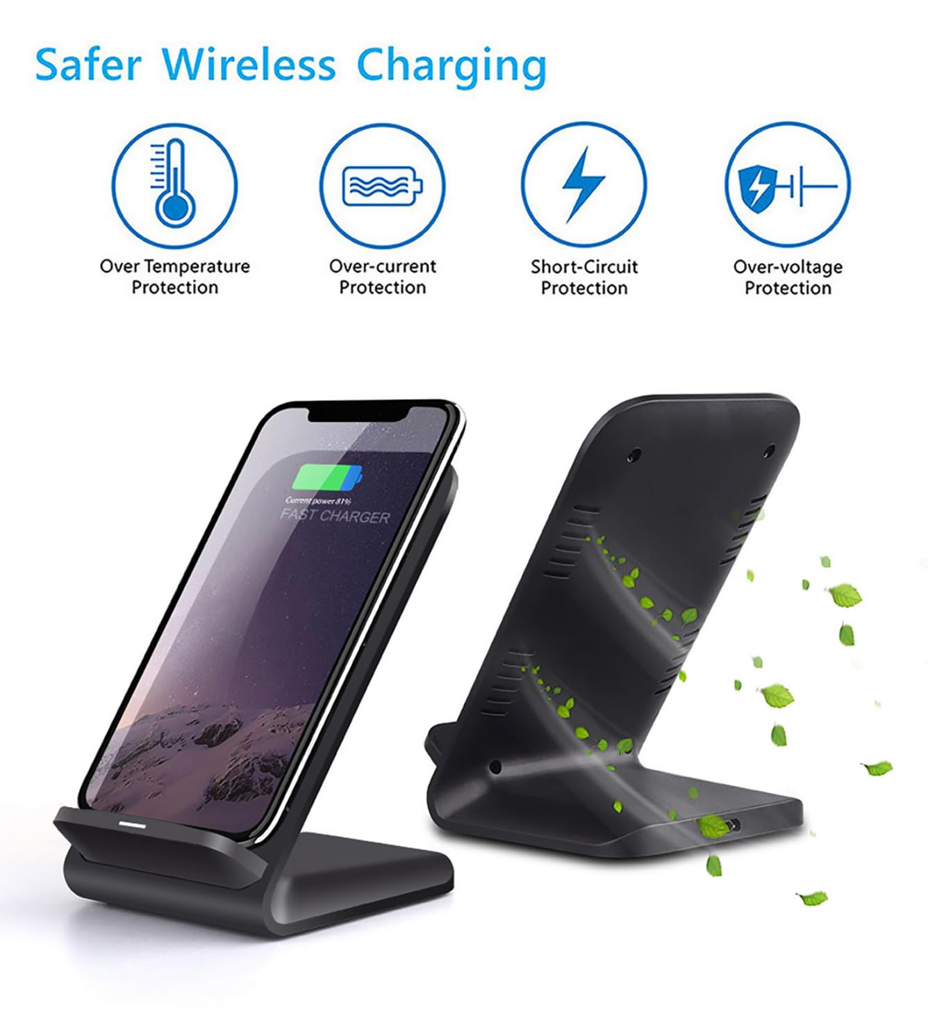 Paquete de 2 soportes de carga inalámbrica de 20 W para Samsung, soporte de carga inalámbrica rápida para Apple iPhone, Samsung Galaxy S22/S21/S20, para Google Pixel, para LG y todos los dispositivos