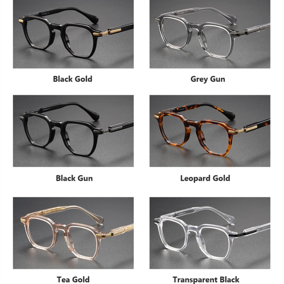 Okulary z oprawką z octanu tytanu, męskie, vintage, damskie (czarny pistolet)