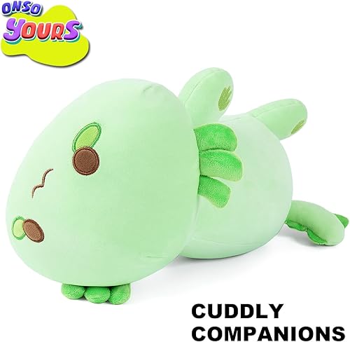 Miniatura 7 de Onsoyours - Linda almohada afelpada con diseño de ajolotesalamandra y relleno suave, estilo kawaii (color verde, 13 pulgadas)