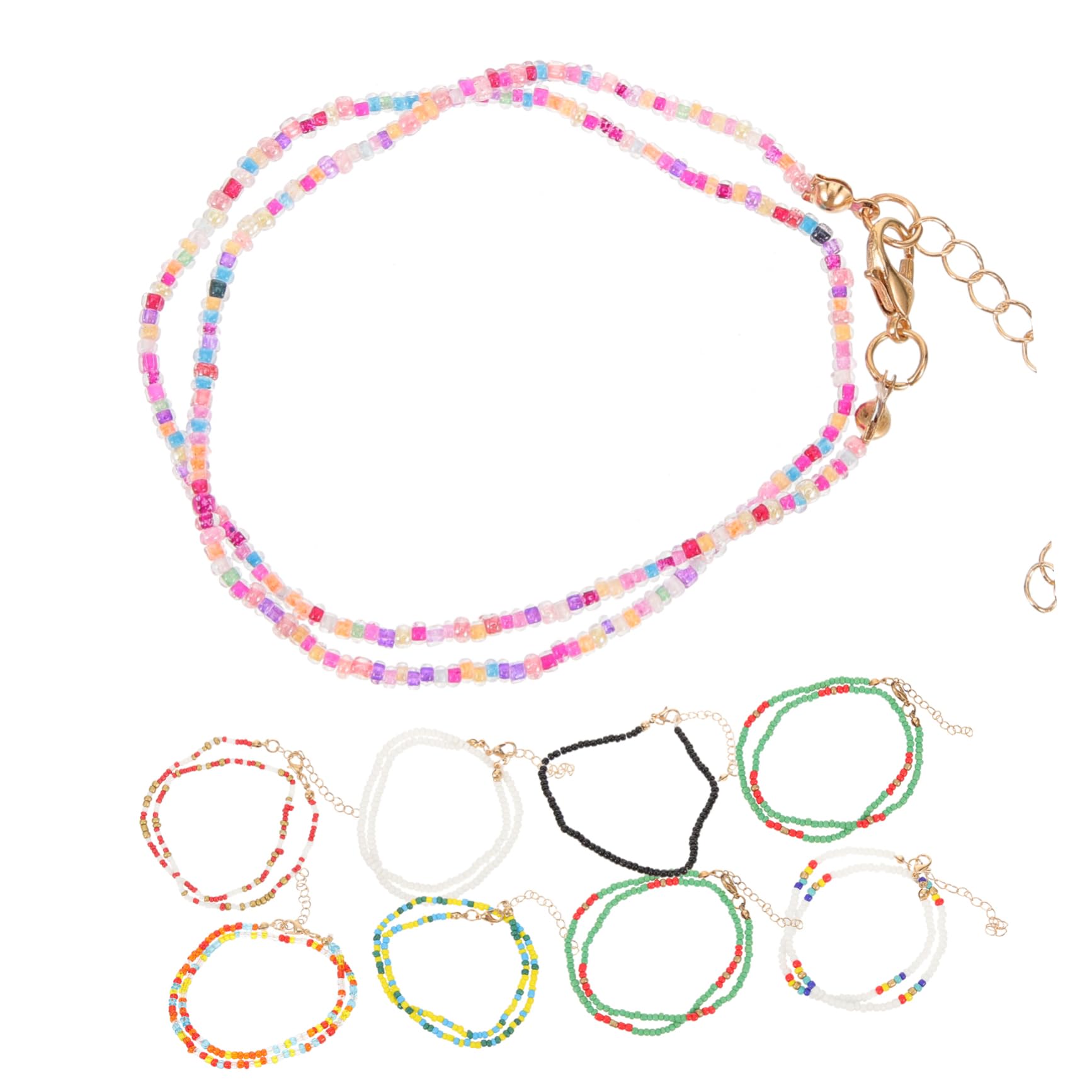 Colliers de perles pour filles et adolescentes : lot de 9 pièces d'accessoires de bijoux fantaisie - 6
