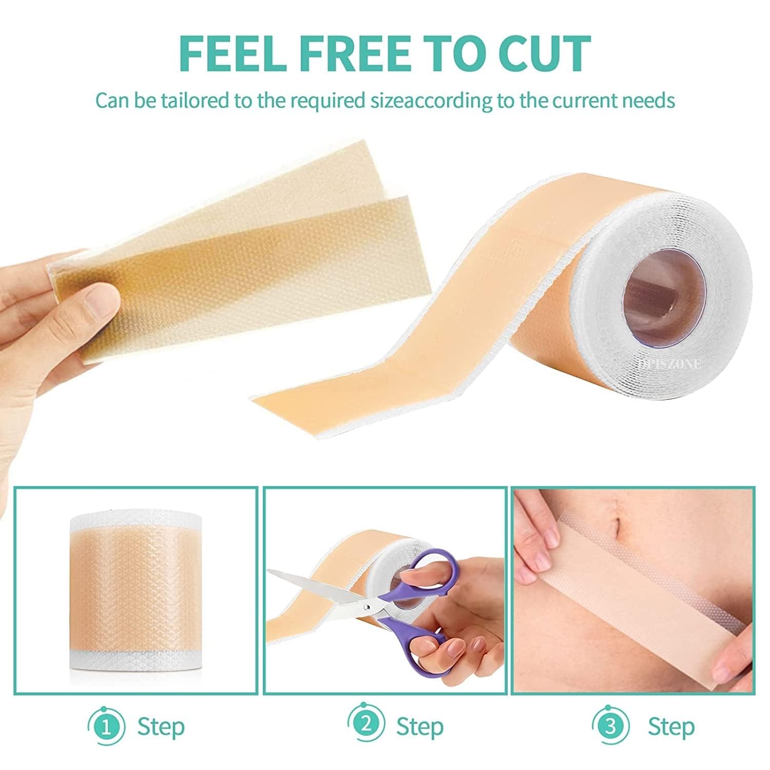 RAVIRANDAL Silicone Scar Sheets, Silicon gel sheets for Scars Transparent Medical Silicone Gel Tape for Scar Removal, Silicone Scar Tape Roll For Hypertrophic Scars and Keloids Caused by Surgery 3
