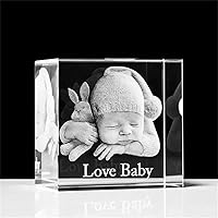 Vista 6 de Customized Crystal Family Lovers Photo Album Image Laser Photo Frame With Led Base for Wedding (5 * 5 * 8CM)