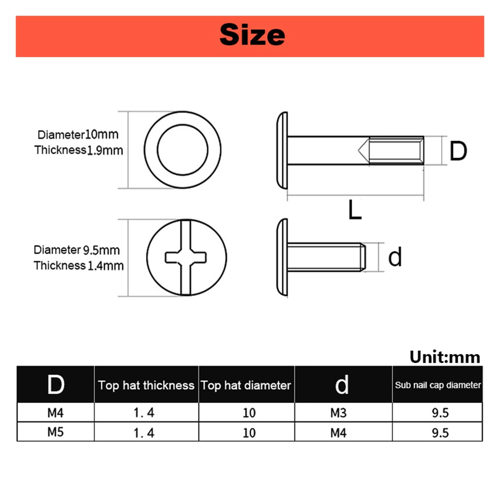 M4 M5 Stecca di bloccaggio testa testa rivetto vite in acciaio inox 304 testa piatta libro a croce album libro dado set (33 mm (5 pezzi), M5)
