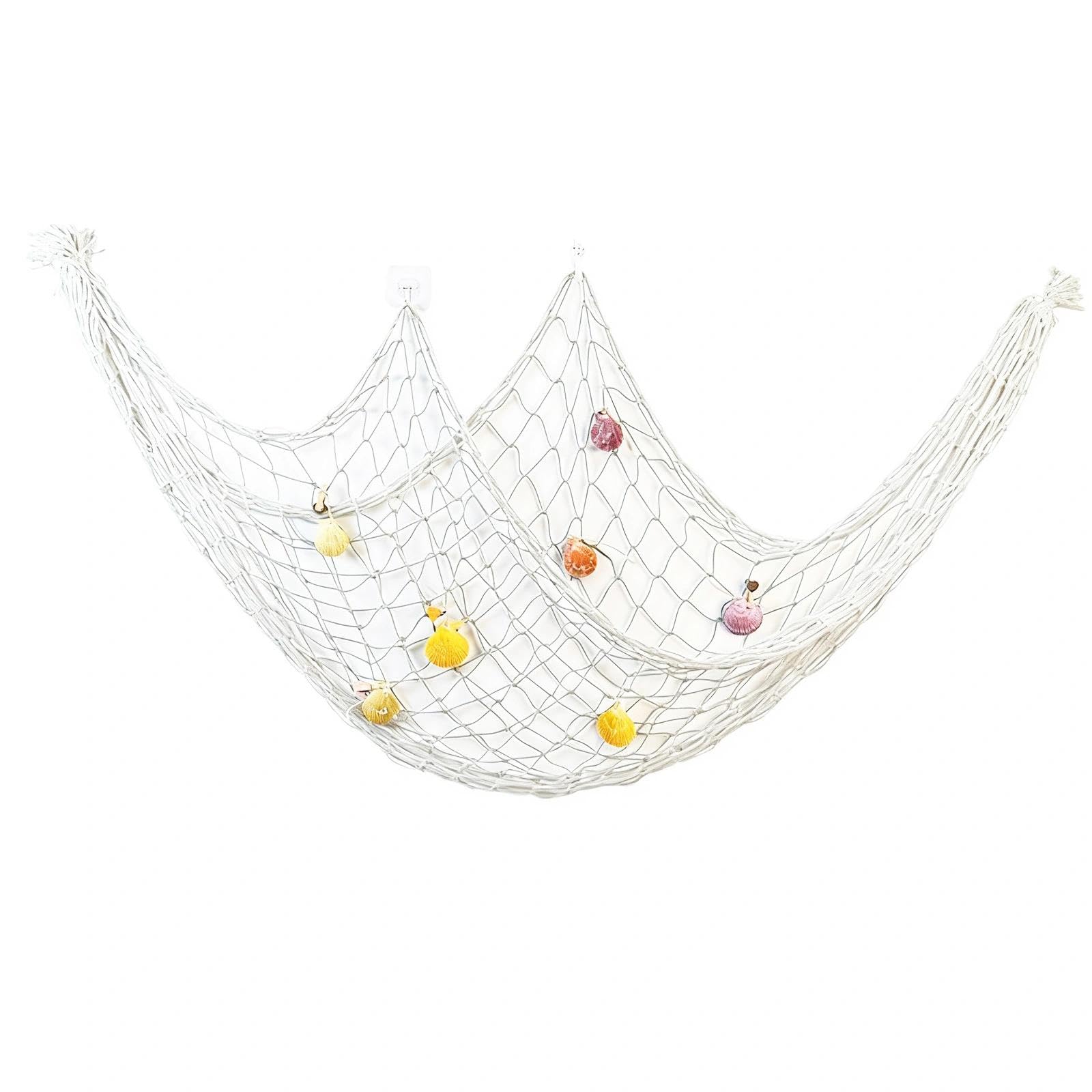 Shiliuzhi White 100×200Cm Fish Net Decorations, Fishing Net Decor, Wall Decor Beach Themed Fishing Nets, Nautical Ornaments, For Beach Party, Wedding, Photography Wall Decoration