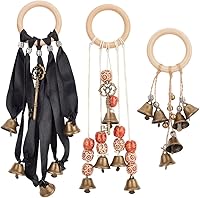 Vista 6 de OLYCRAFT 3 Pcs Witch Bells & Keychain Hangers - Moon Key Wiccan Bells Decor with Wood Beads Wind Chimes for Home Decor - 11.8 Inch