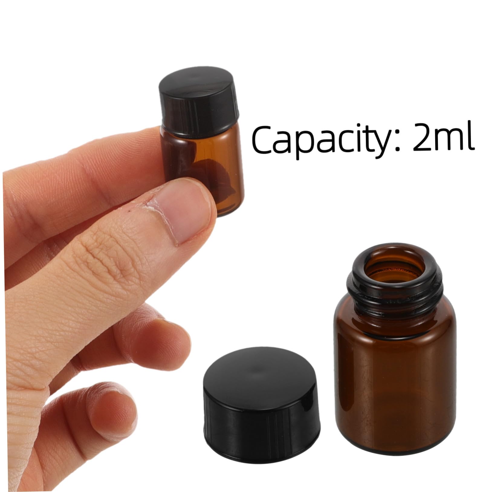 Cabilock 100 Piezas Botellas de Viaje para Maquillaje Unidades Frascos Rellenable de Vidrio con Tapa Negra Dispensadores Cosméticos Portátiles para Loción y Aceites Esenciales