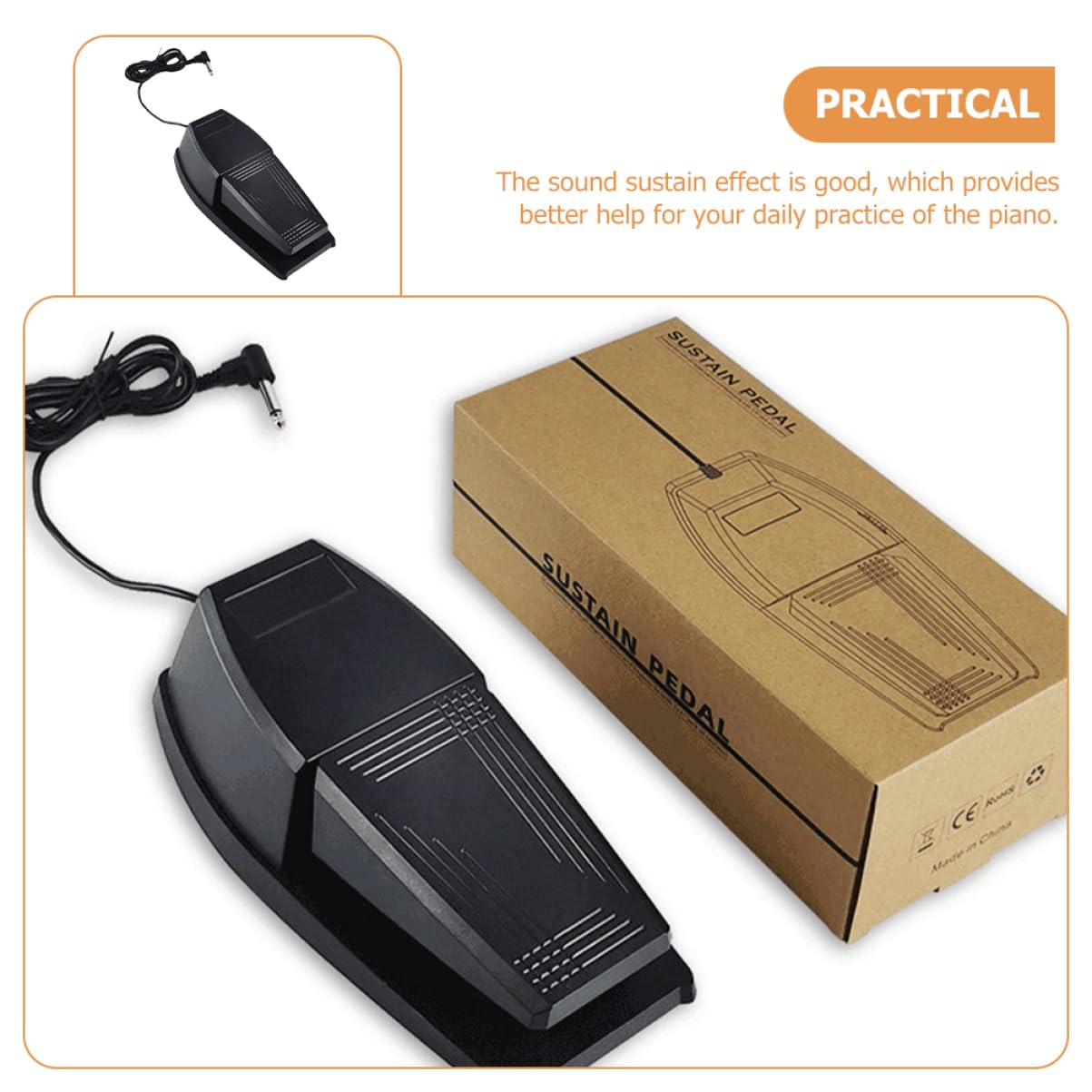 Abaodam Pedale Sustain per Pianoforte Digitale Effetto Duraturo e Materiale in Gomma e Abs Nero, Accessorio per Tastiere Midi e Pianoforti Elettronici