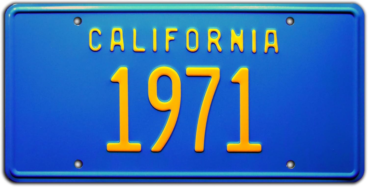 California Vintage Hot Rod  1971  Placa de matrícula de tocador con estampado de metal
