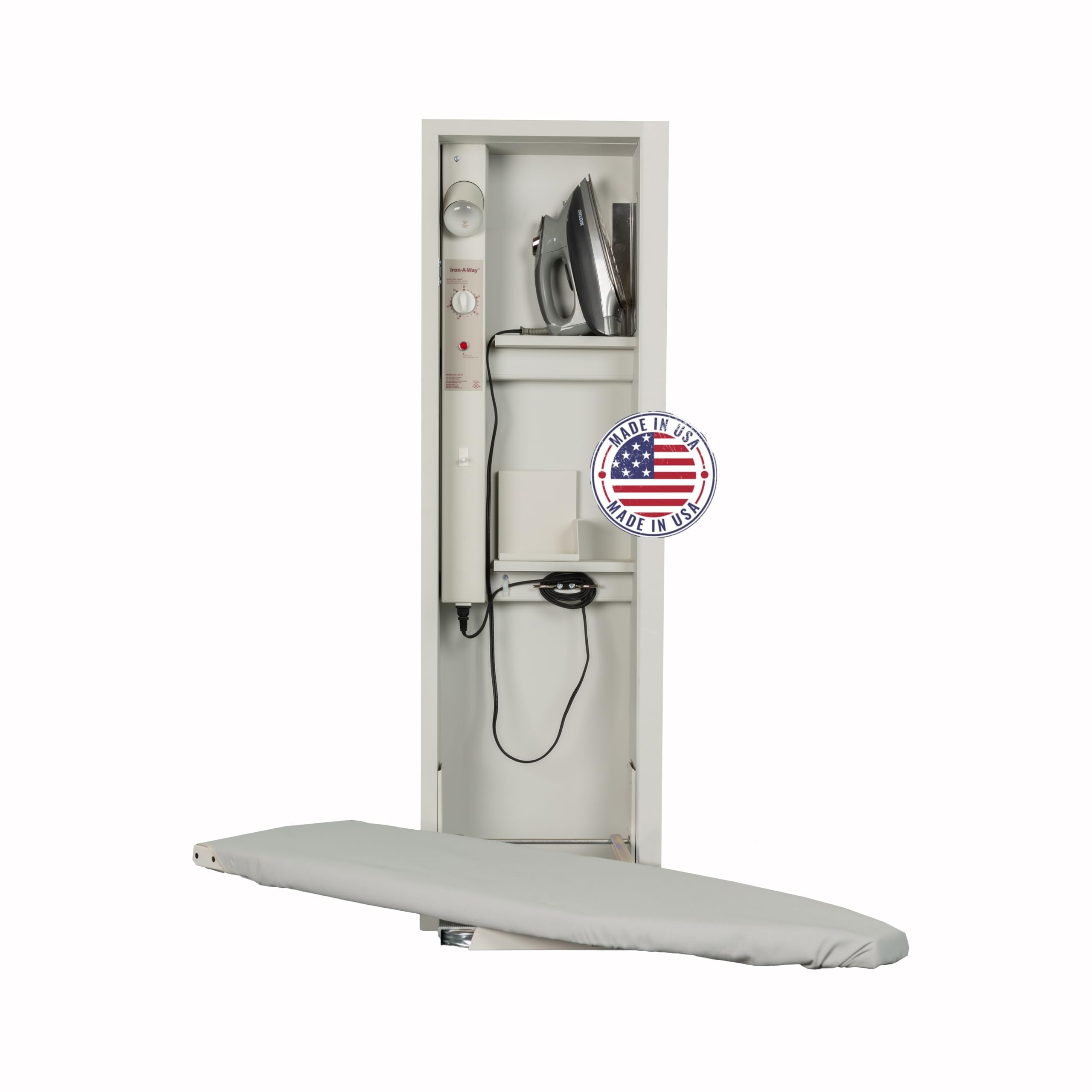 Iron-A-Way Built-In Ironing Center with 42 Inch Swiveling Ironing Board, Electrical System, Hot Iron Storage and No Door-AE42NDU