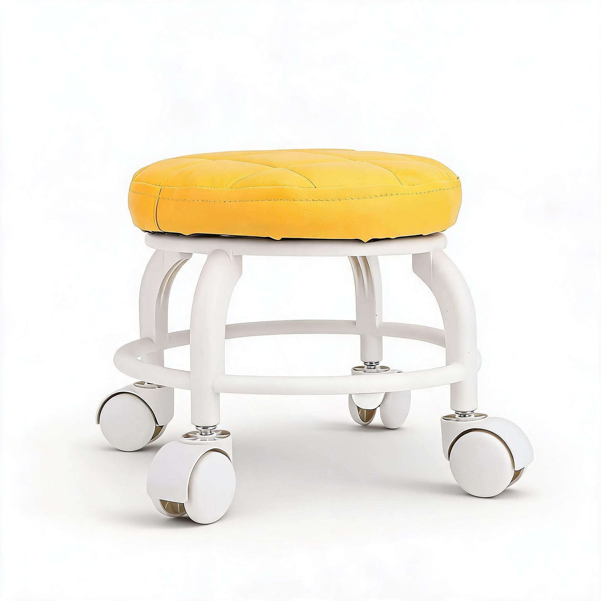 Sxhlseller Pedicure Stool with Wheels, Garage Stool Mute Wheel Swivel, Short Stool on Wheels, Low Rolling Stool Chair for Home Office Garage Shop (Orange)