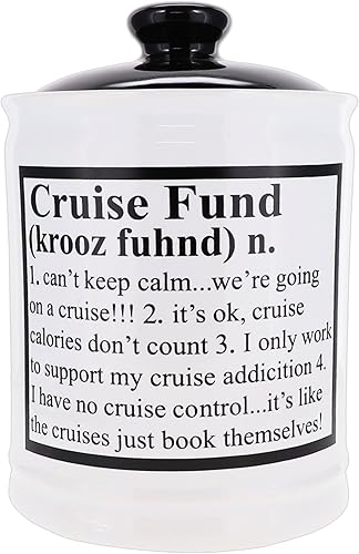 Cottage Creek Cruise Fund - Alcancía para adultos, tarro de cerámica para vacaciones, regalos de crucero