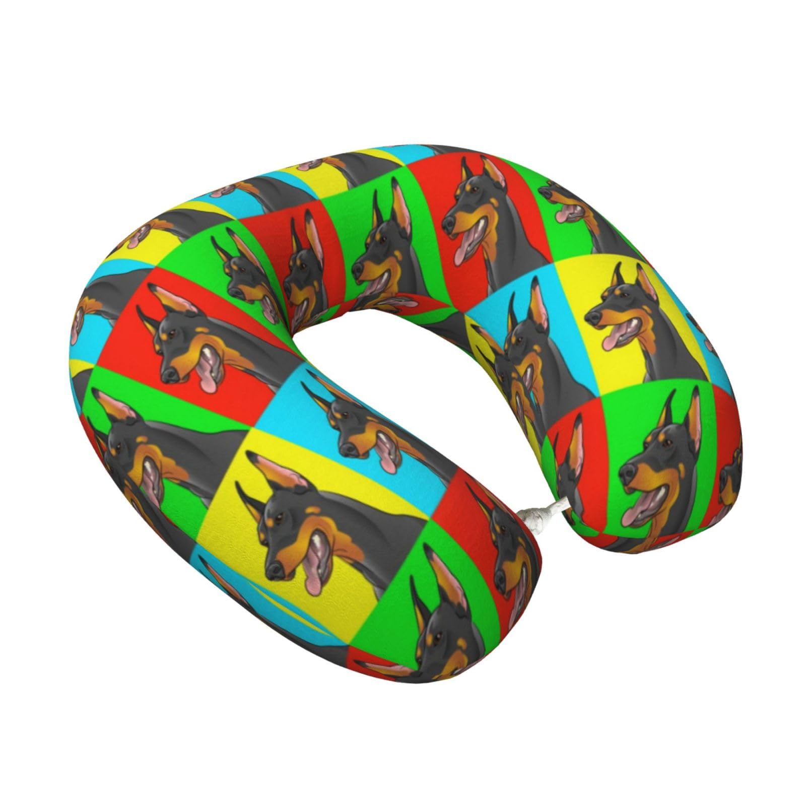 LKYMOH Doberman Pinscher Dogs, Travel Neck Pillow U-Shaped Memory Neck Support Soft Comfortable With Washable Cover For Airplane Car Traveling and Office