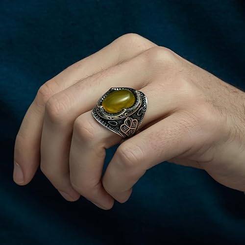 Miniatura 2 de 925k Silver Mens Ring-Handmade Mens Ring-Agate Stone Ring-Signet Ring Mens-Jewelry Gift For Mens-Silver Rings for Men-Agate Wedding Ring