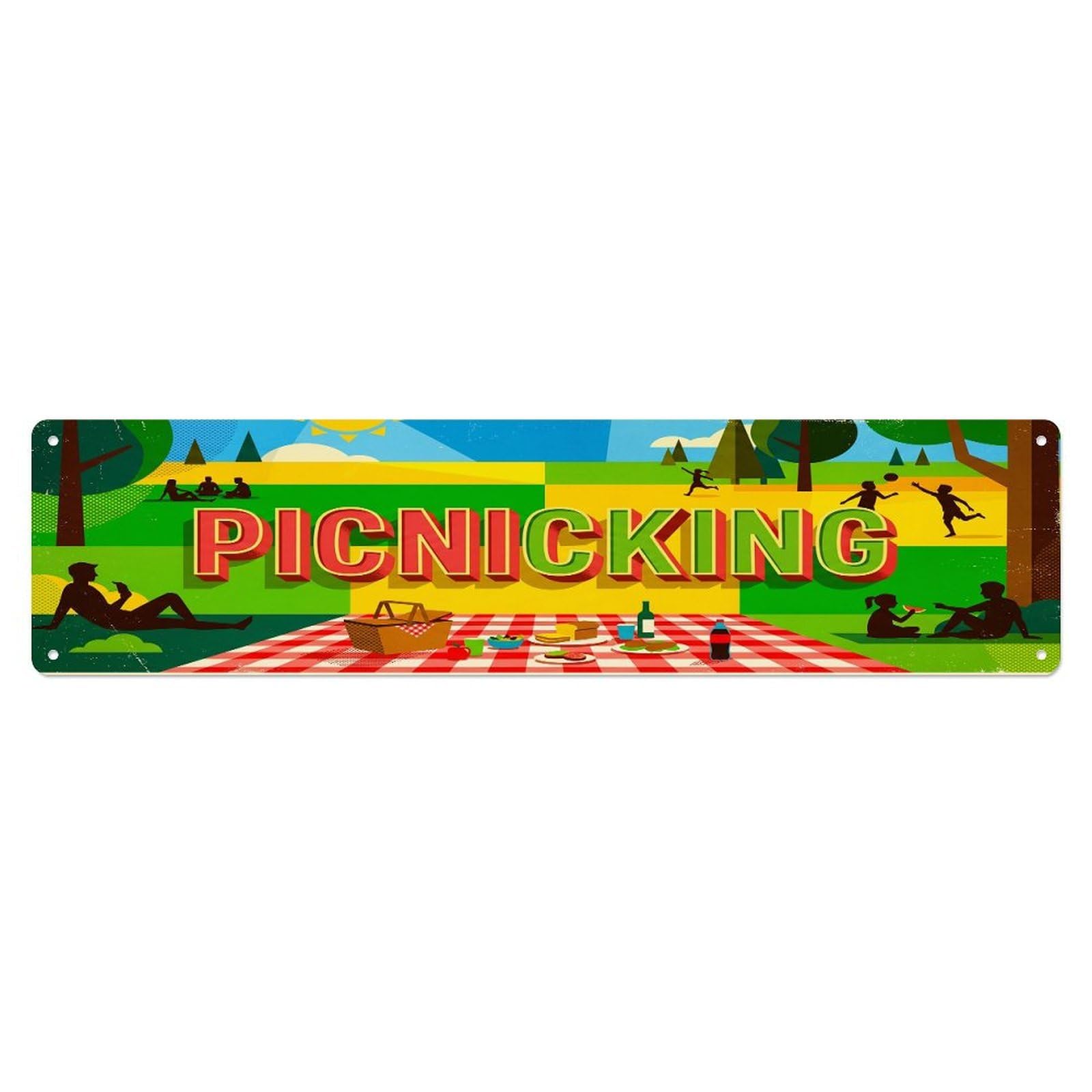 Olhnbad 4X16inch(10X40cm) Vintage Picnicking Outdoor Activity Sports Metal Tin Sign
