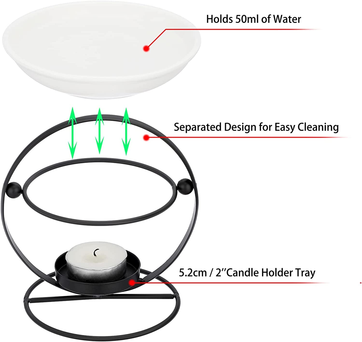 AAPIE Romantico scaldacera in Ceramica Diffusore di Illuminazione Bruciatore di Cera Che Cambia Scaldacandele per Home Office Regali Decorazione Camera da Letto Spa