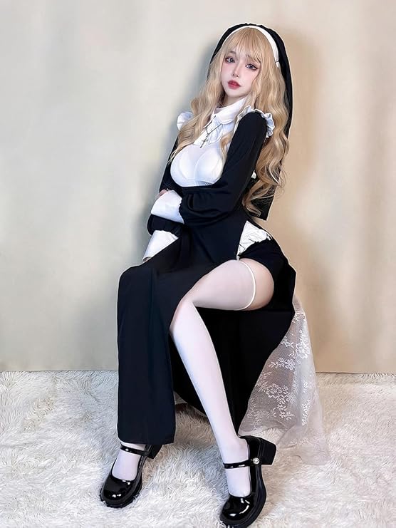 Saoki Manufacturing Nun Battle Nun Dress Sexy Cosplay Uniform Maid Outfit Dress Costume Ladies Women's Clothing Costume Photography Large Size