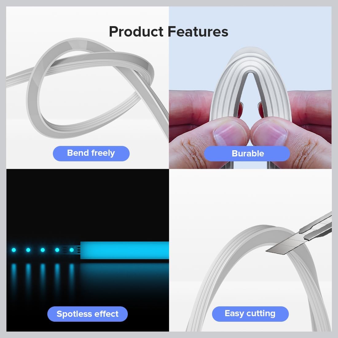 BTF-LIGHTING Silicone LED Channel System 49.2Ft Flexible Milky White Cover DIY Spotless Tube for ≤10mm Width LED Strip,Neon Rope Light Channel Diffuser, for Kitchen Cabinet, Room, Patio(No LED Strip)