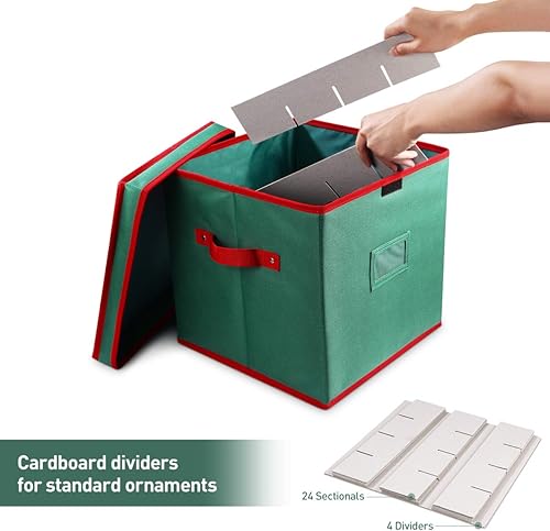 Miniatura 3 de Cabilock Caja de almacenamiento plegable para adornos de Navidad, a prueba de desgarros, mango de tela Oxford 600D, contenedor de almacenamiento con