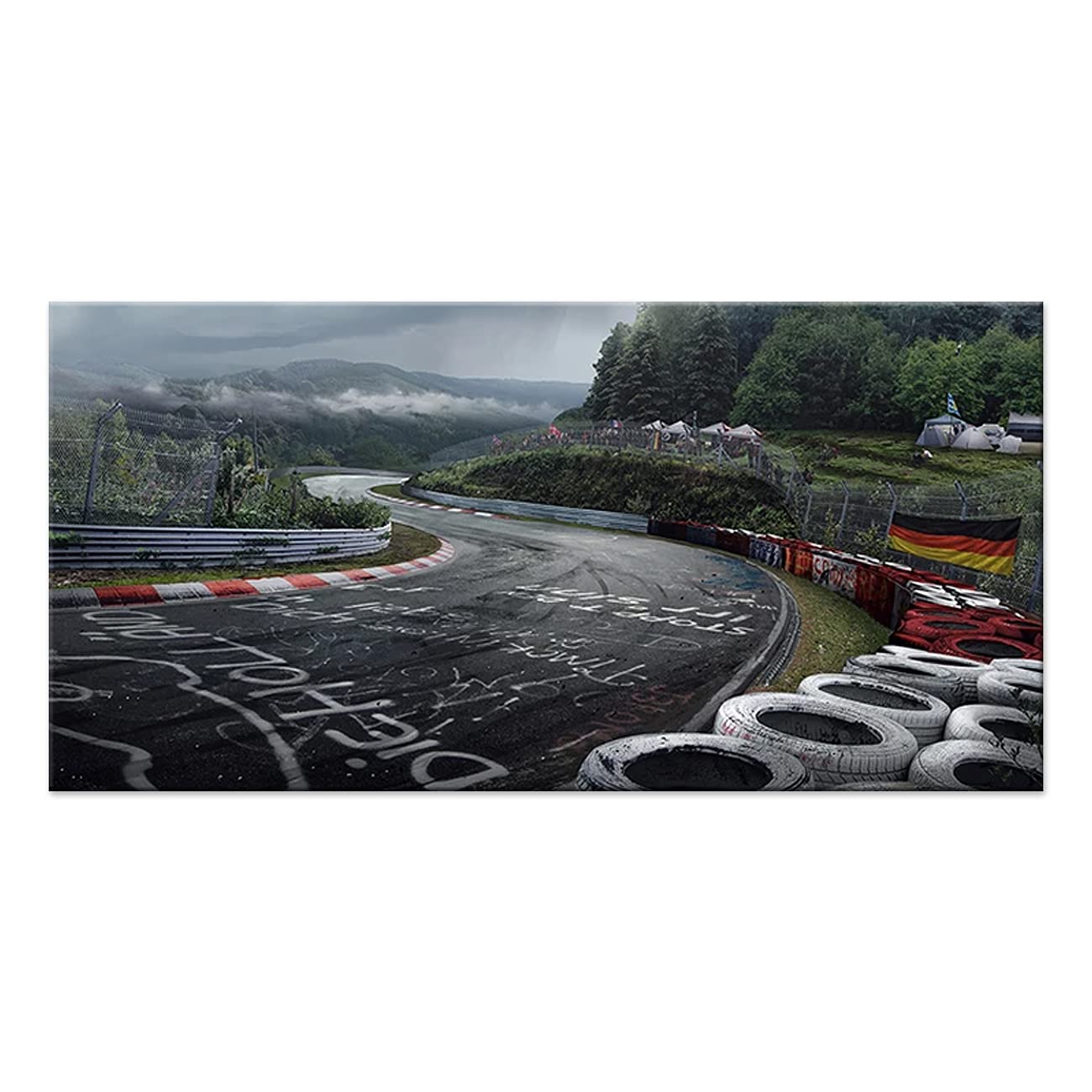 ZHONGYUTONG Nürburgring Rallye Straße Kunstdruck mit Rahmen Sportwagen Rennstrecke Poster Leinwand Malerei Landschaft Wandbild für Wohnzimmer Wohnkultur (40x80cm)